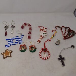 Christmas Ornaments Lot Of 18 Handmade Candy Cane Clay Hanging Decorations
